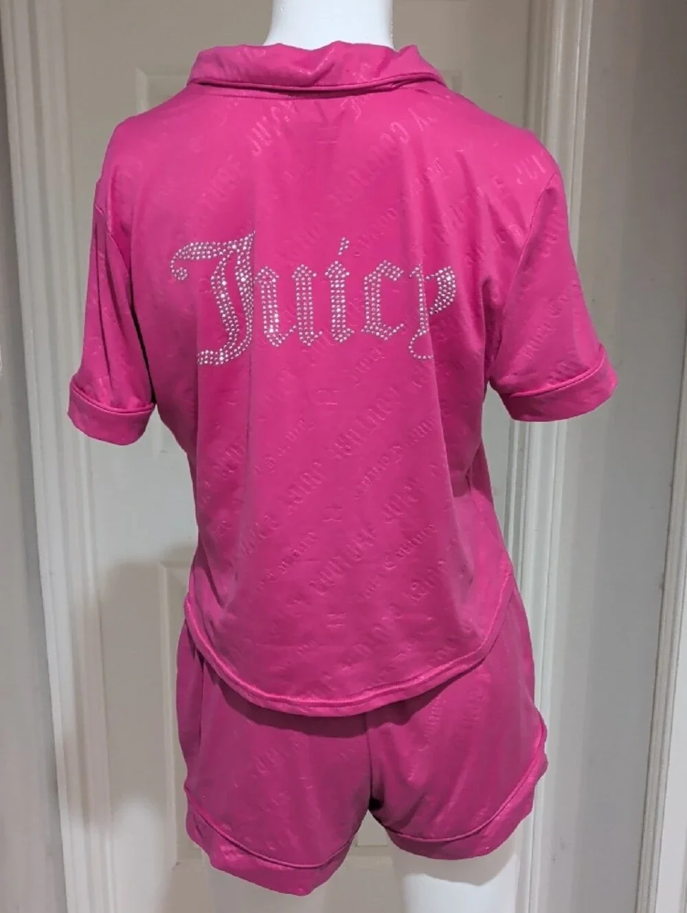 Y2K Retro Juicy Couture Pink Two-Piece Short Pajama Set Women's Medium VTG